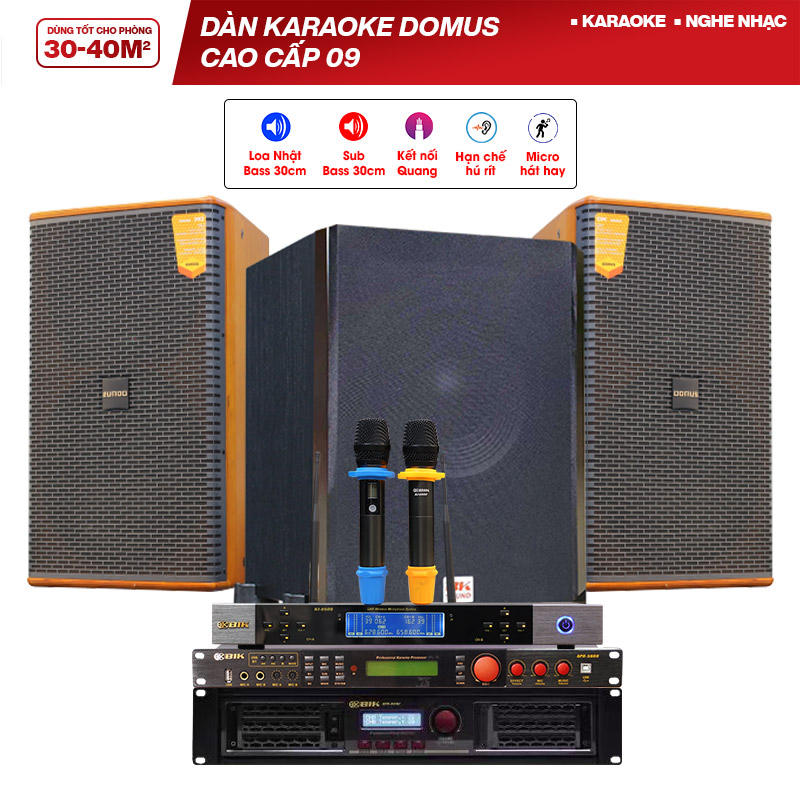 Dàn karaoke Domus cao cấp 09 (Domus DK612, BIK BPA 6200, BIK BPR 5600, BKSound SW612, BIK BJ U500)
