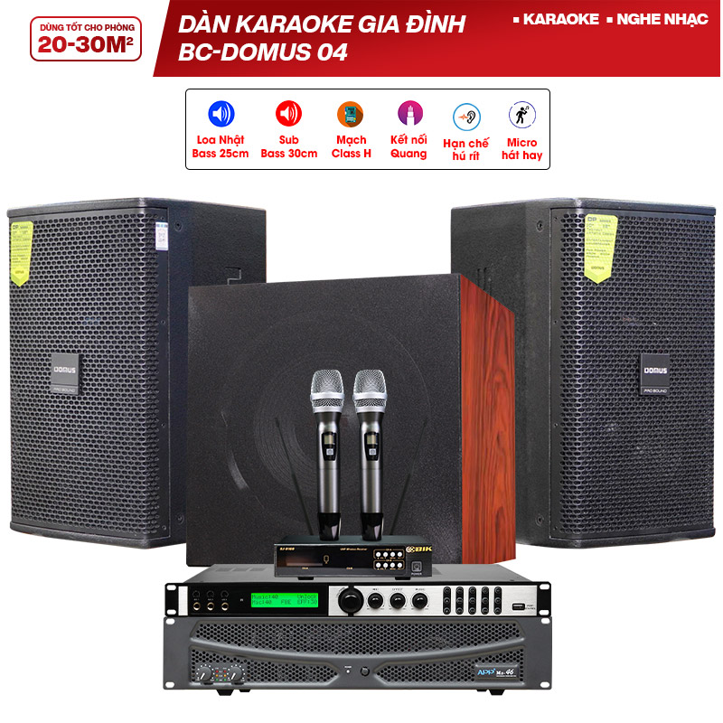 Dàn karaoke gia đình BC-Domus 04 (Domus DP6100 Max, APP MZ-46, X6 Luxury, BKSound SW312, BJ-U100) 