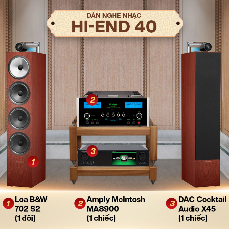 Dàn nghe nhạc Hi-end 40 (B&W 702 S2, Mcintosh MA8900, Cocktail Audio X45 )