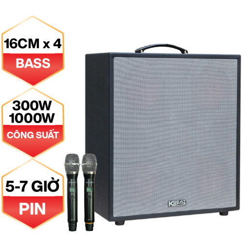 Loa Karaoke Di Động Acnos CS550 (Bass 16.5cm, 300W, Kèm 2 Micro, Pin 5-7h)