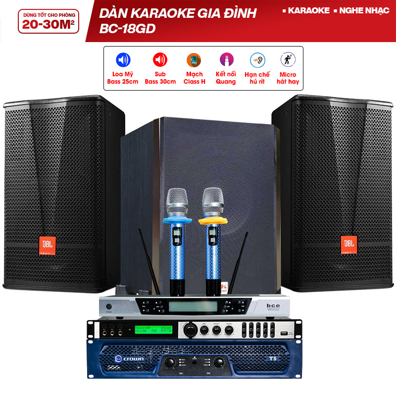 Dàn karaoke gia đình BC-18GD (JBL CV1070, Bksound X6 Luxury, BKsound 612, BCE UGX12 Luxury)
