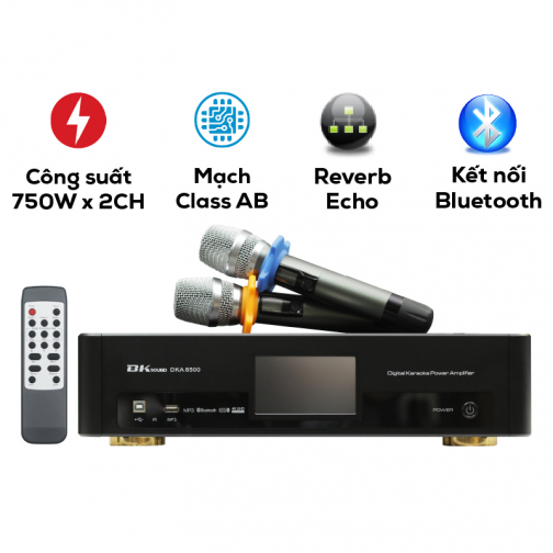 Digital Karaoke Power Amplifier BKSound DKA 8500 (2 kênh, 750W, Kèm micro không dây)