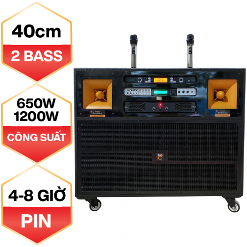 Loa kéo điện Prosing J97 Pro (2 bass 40cm, 650W, Tặng 2 micro) 