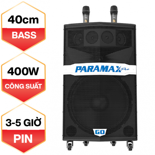 Loa kéo Paramax Pro Go 300 (Bass 40cm, 400W, Kèm 2 micro)