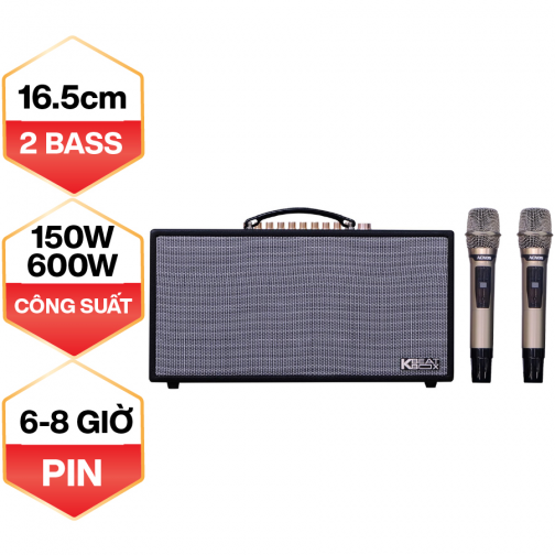 Loa xách tay ACNOS HN450 (2 Bass 16.5cm, 150W, Pin 4-6h, Kèm 2 Micro)