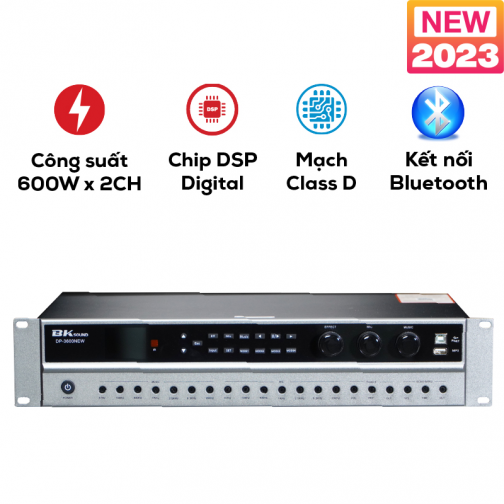 Cục đẩy liền vang BKSound DP3600 New (2 kênh, 600W/CH, Class D, Bluetooth)