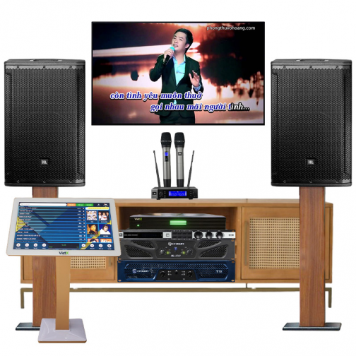 Dàn karaoke JBL cao cấp 18 (JBL SRX 812, Crown T10, Crown XLi3500, JBL KX180, JBL VM200, JBL 818S,  VietK 4K Plus 4TB +