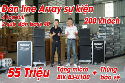 Dàn Line Array 55tr đi show Mini nhỏ gọn hiệu quả, Array Active Temeisheng 2 Sub hơi 40cm, 4 Loa full