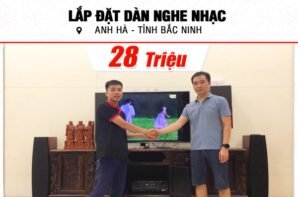 Lắp đặt dàn nghe nhạc trị giá 28tr cho anh Hà tại Bắc Ninh (Jamo C95II, Denon DRA-800H) 