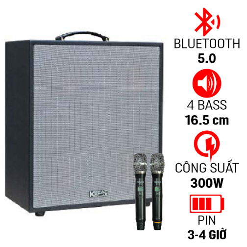 Loa kéo Acnos KBeatBox KSNet550 (4 Bass 16.5cm, Pin 3-4h, Kèm 2 Micro)