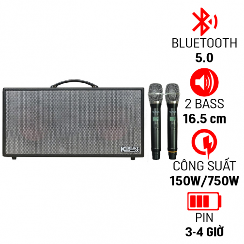 Loa xách tay ACNOS KSNet450 (2 Bass 16.5cm, Kèm 2 micro,  Pin 3-4h)