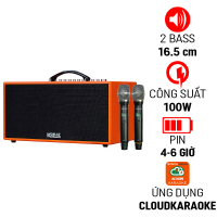 Loa Xách Tay Acnos CS447 (Bass 16.5cm, 100W, Kèm 2 micro, Sạc Pin 4-6h)