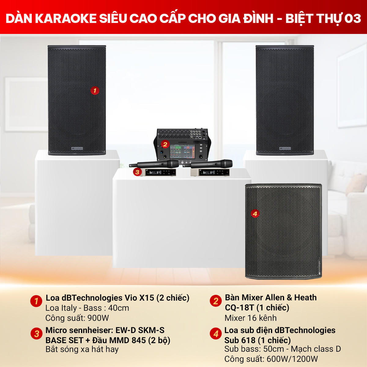 Dàn karaoke siêu cao cấp cho gia đình - biệt thự 03