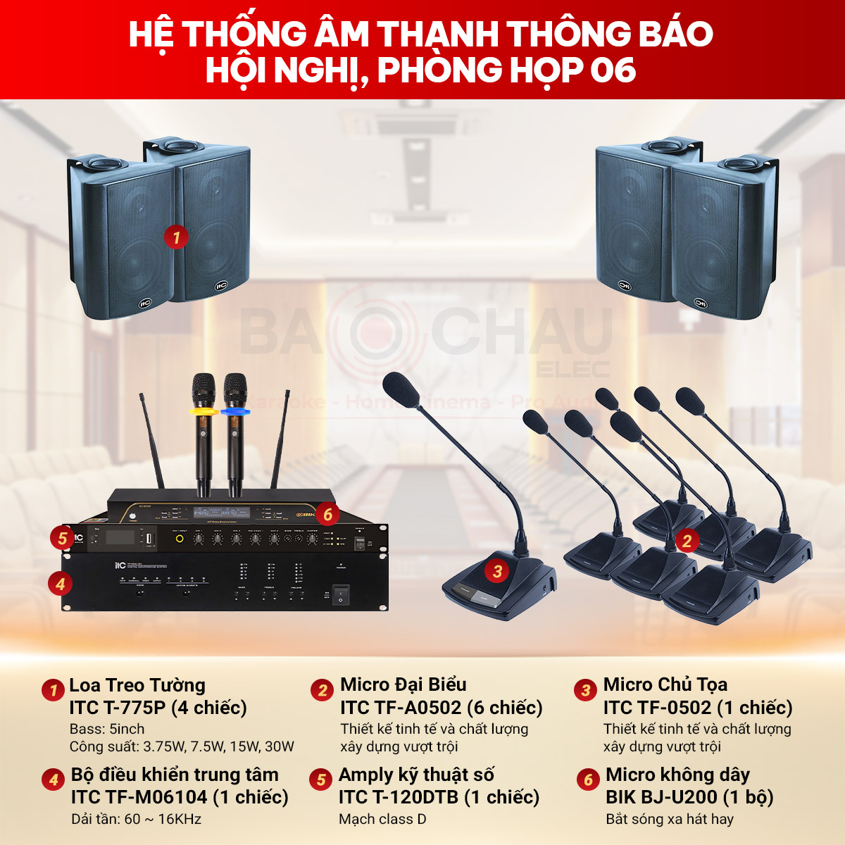 Hệ thống âm thanh thông báo hội nghị, phòng họp 06 