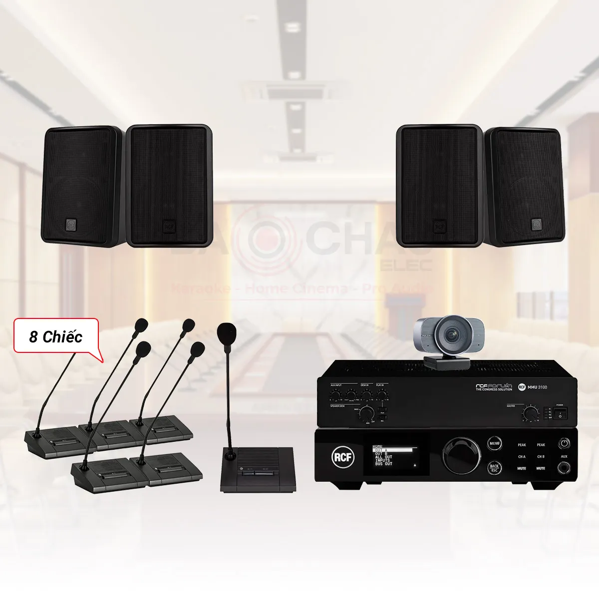 Hệ Thống Âm Thanh Phòng Họp Trực Tuyến RCF 70-90m2