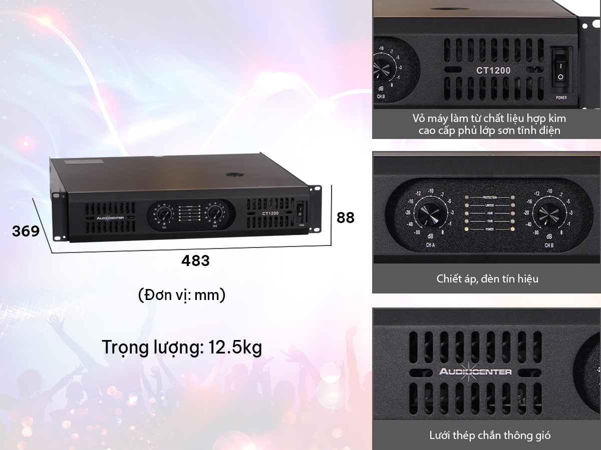 Cục đẩy 2 Kênh Audiocenter CT1200