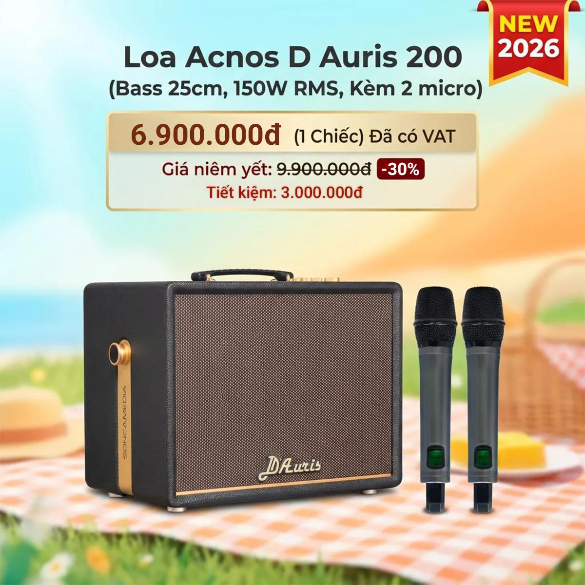 Loa Acnos D'Auris 200(Bass 25cm, 150W RMS, Kèm 2 micro) - Hình 2