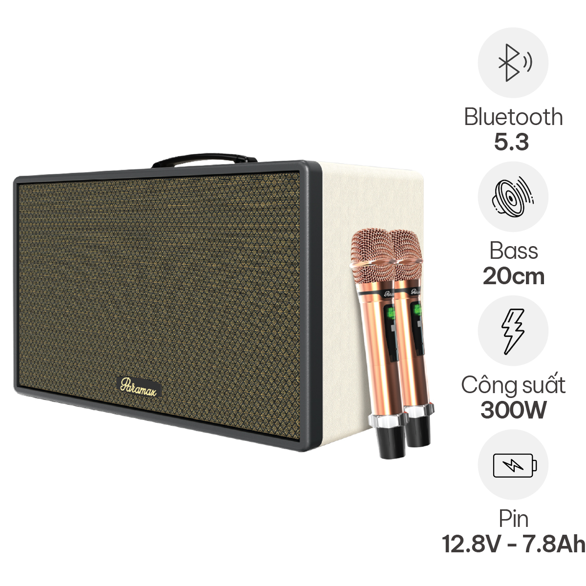 Loa Paramax Saga (NEW 2025, Bass 20cm, 300W, Kèm 2 Micro)