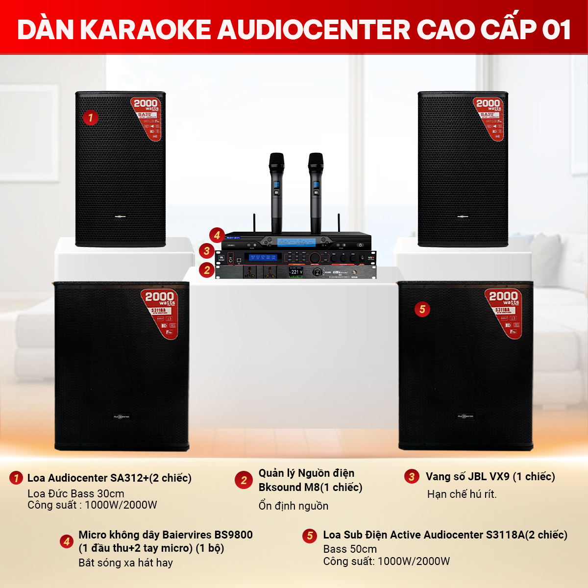 D&agrave;n karaoke Audiocenter cao cấp 01