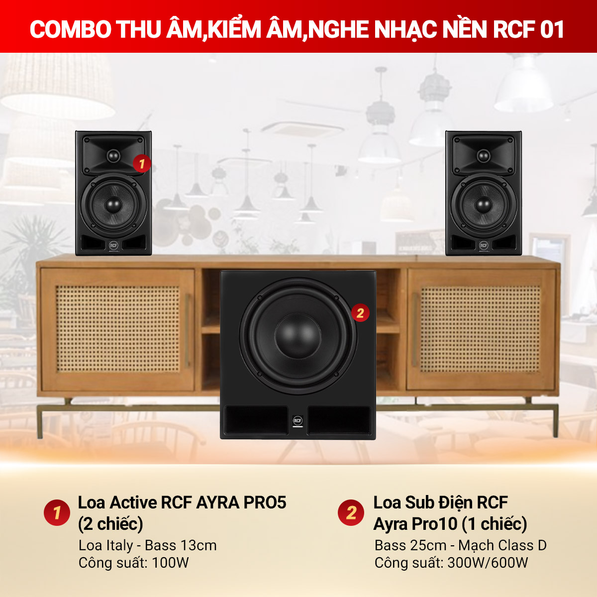 Combo thu âm, kiểm âm, nghe nhạc nền RCF 01