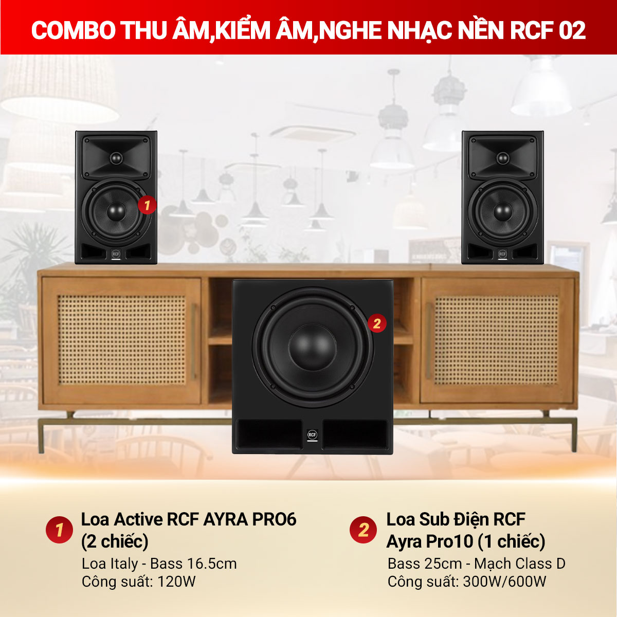 Combo thu âm, kiểm âm, nghe nhạc nền RCF 02