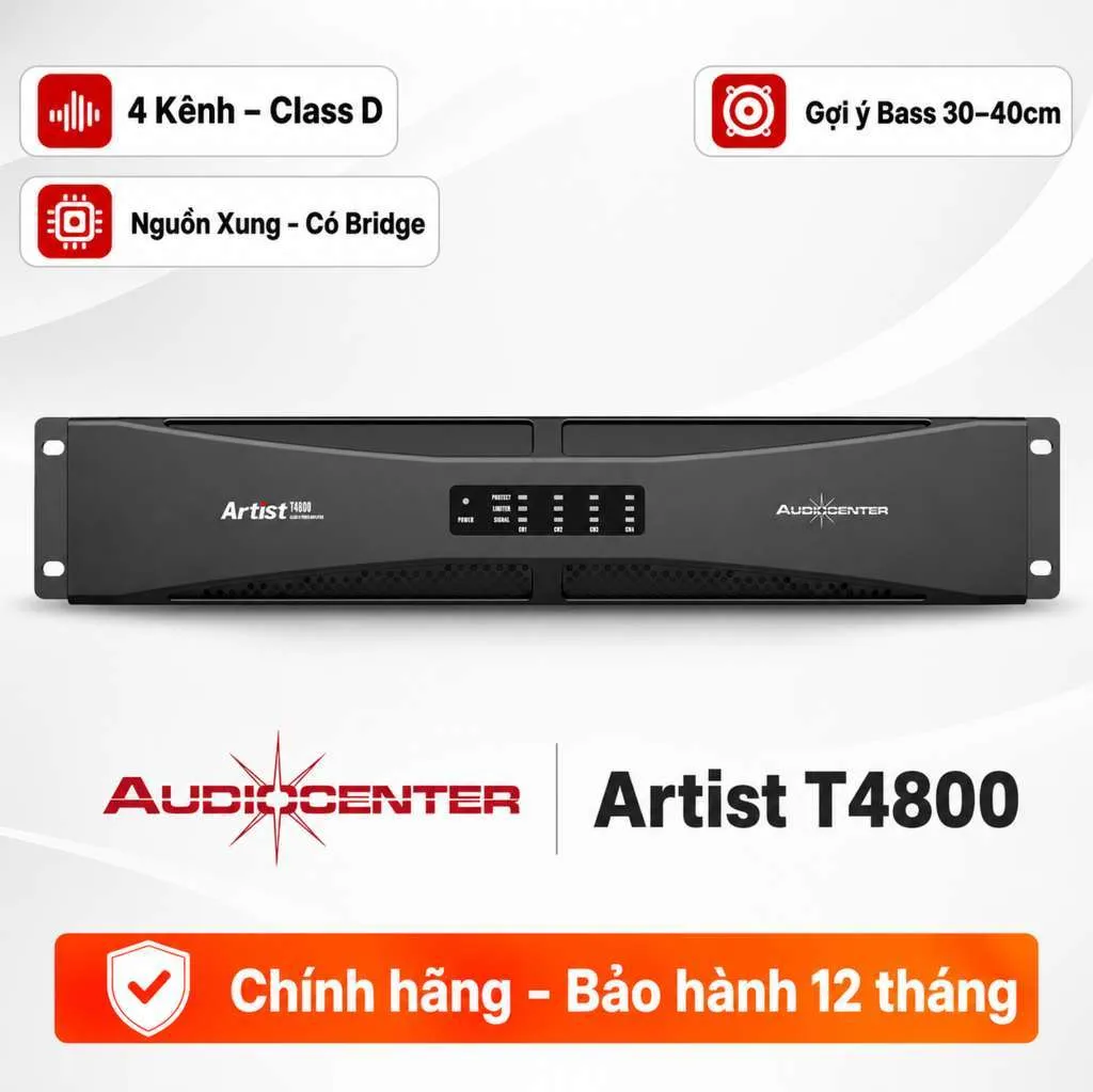 Cục đẩy 4 kênh Audiocenter Artist T4800