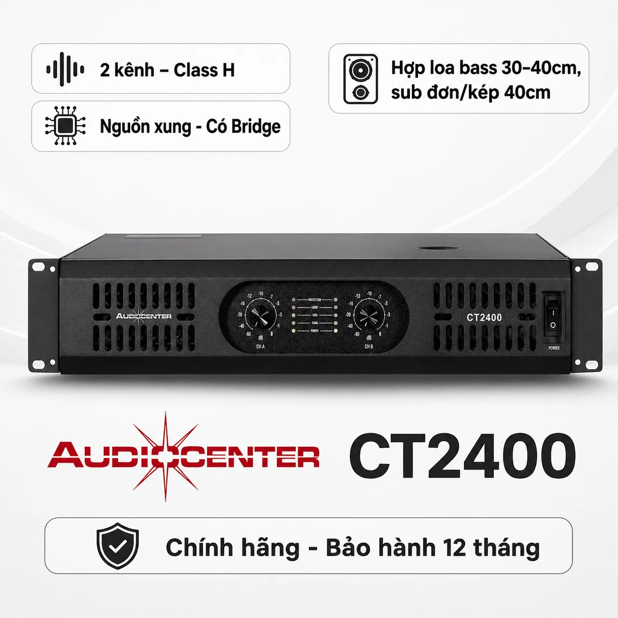 Cục đẩy 2 kênh Audiocenter CT2400