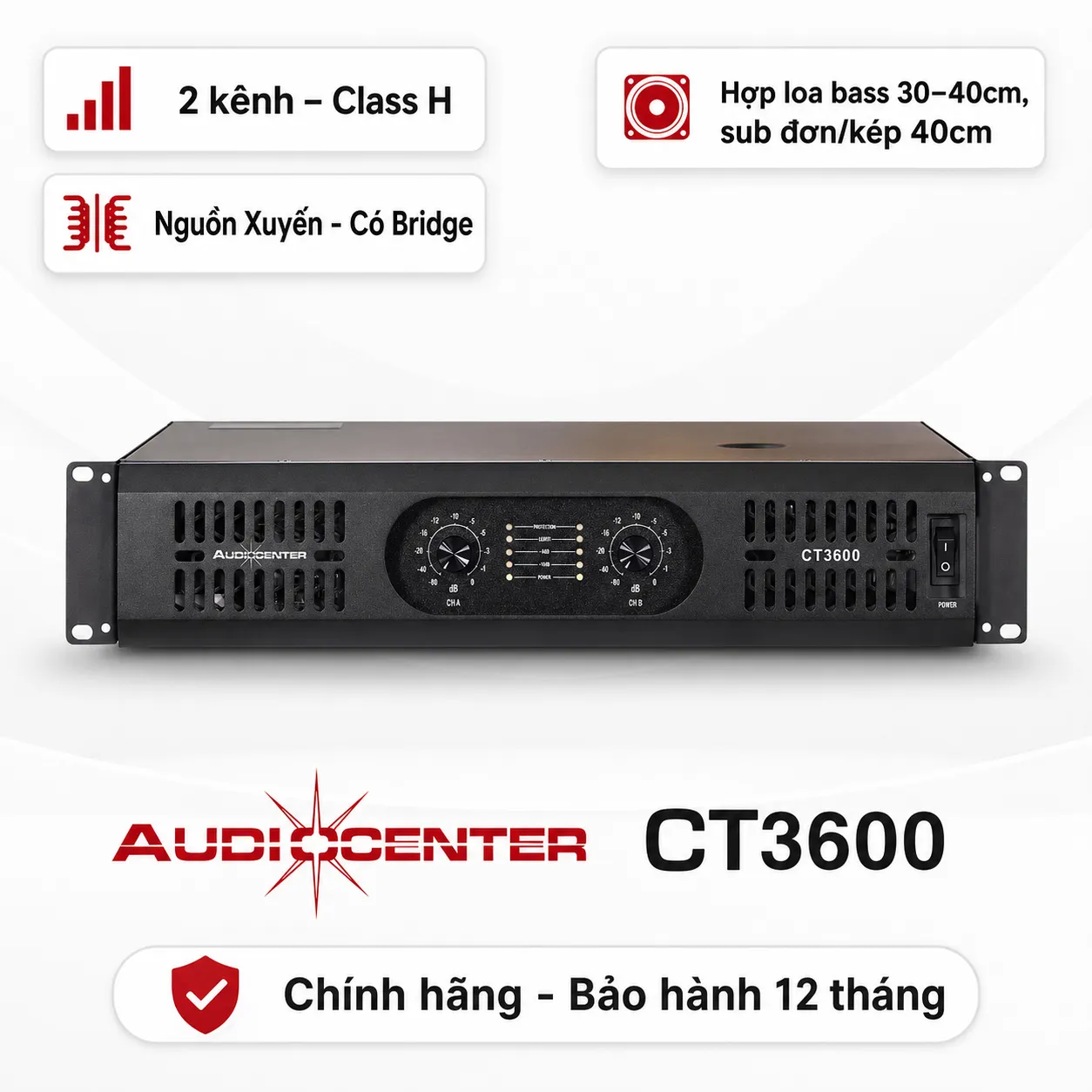 Cục đẩy 2 kênh Audiocenter CT3600