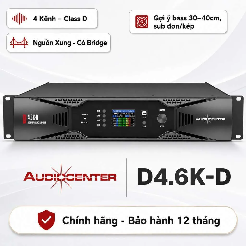 Cục đẩy công suất 4 kênh Audiocenter D4.6K-D