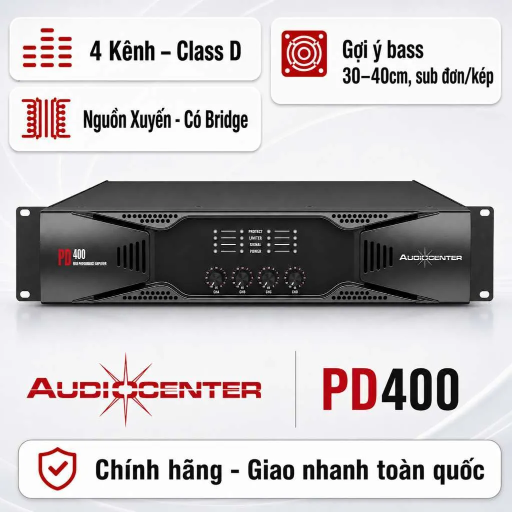 Cục đẩy 4 kênh Audiocenter PD400