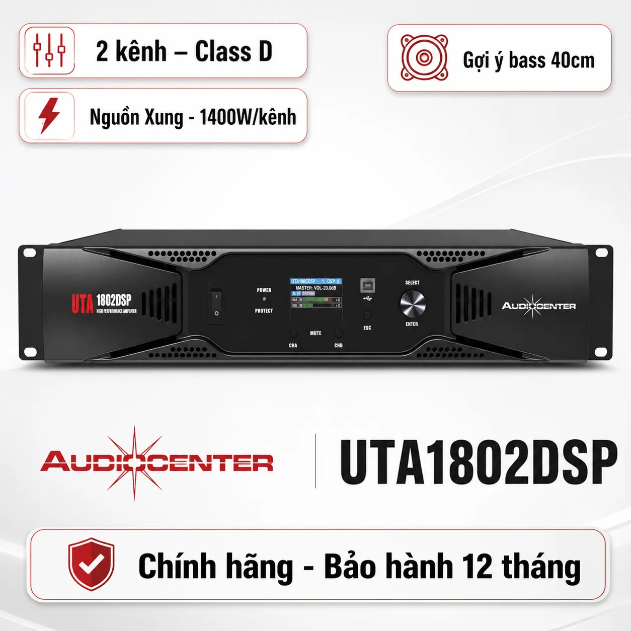 Cục đẩy 2 kênh Audiocenter UTA1802DSP