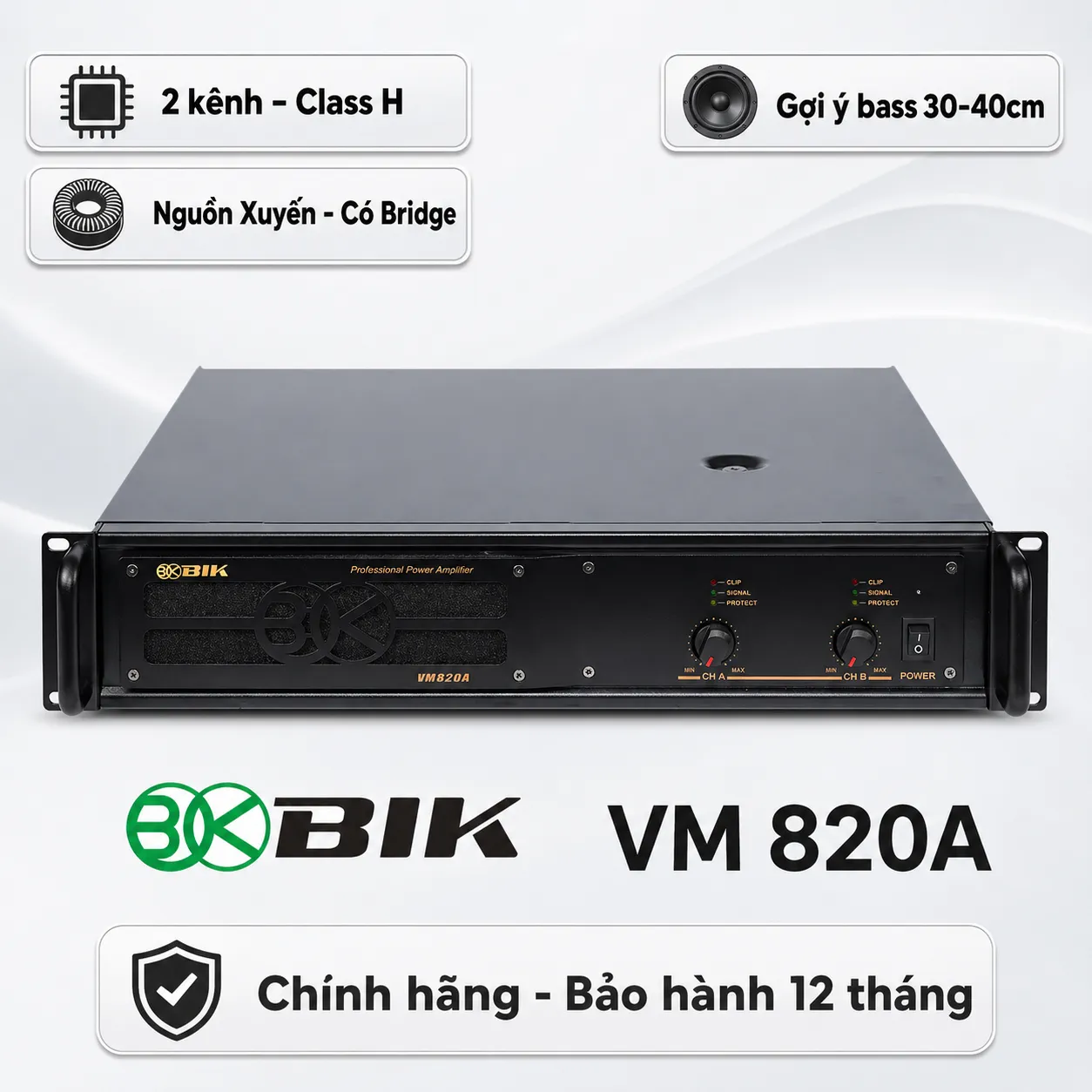 Cục đẩy công suất 2 kênh BIK VM 820A