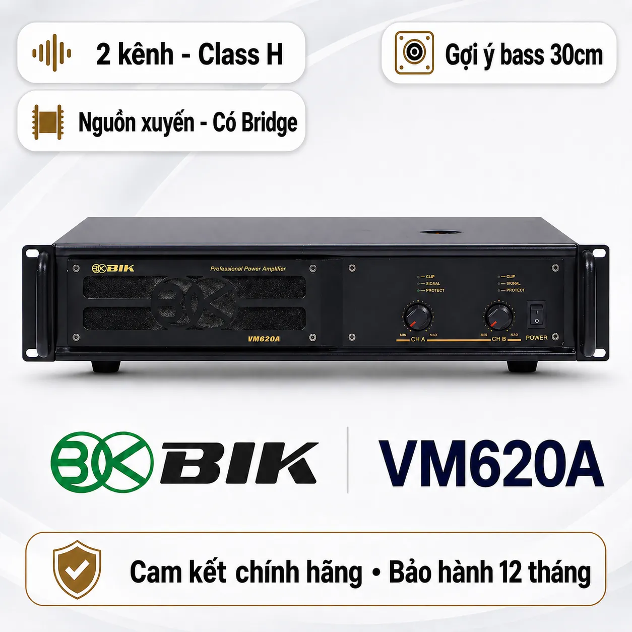 Cục đẩy công suất 2 kênh BIK VM 620A