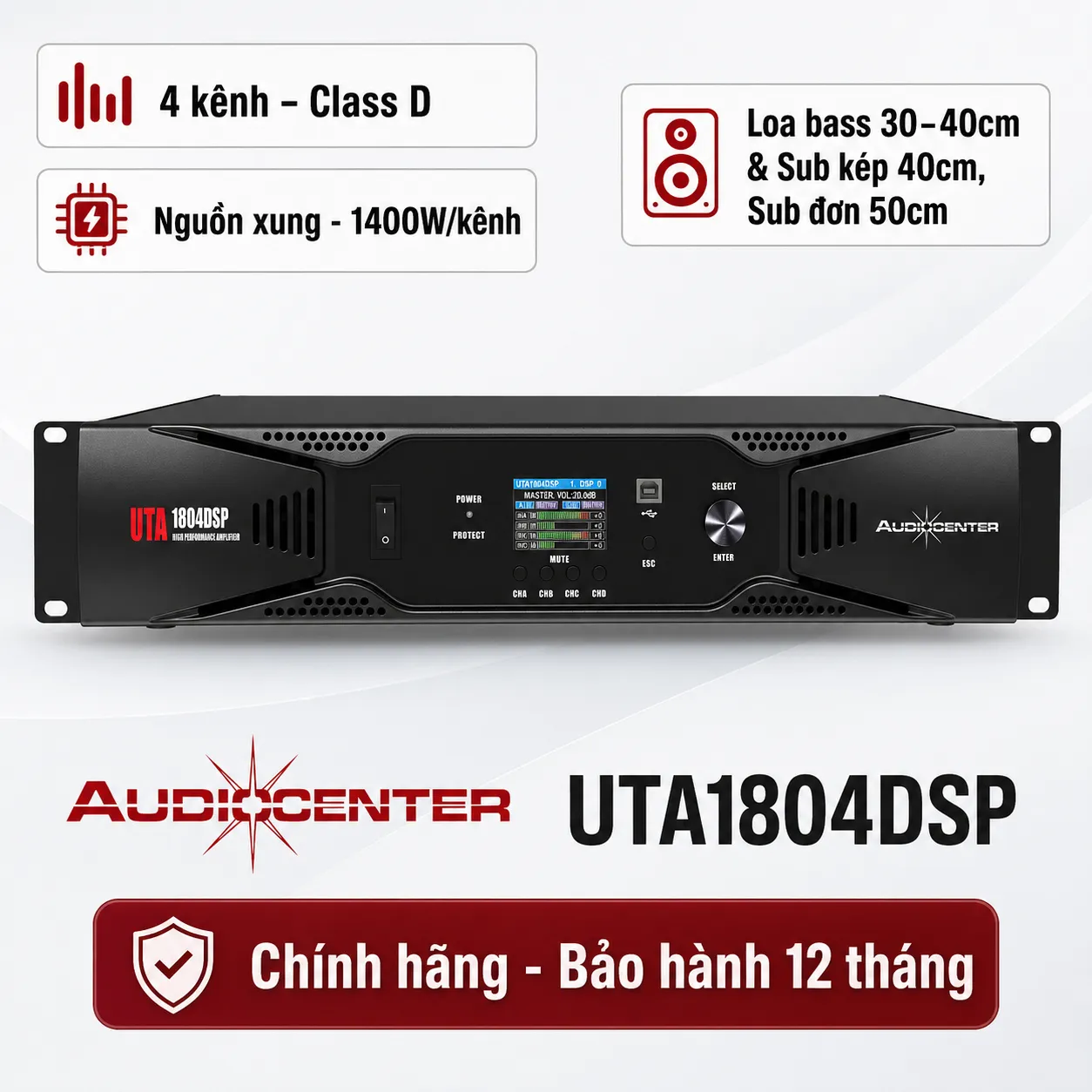 Cục đẩy 4 kênh Audiocenter UTA1804DSP
