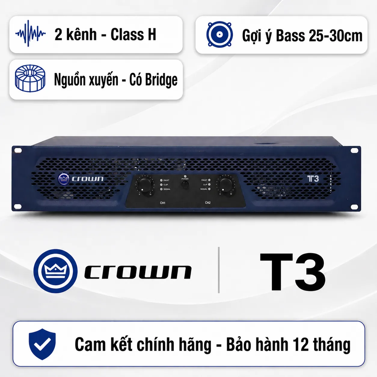 Cục đẩy công suất 2 kênh Crown T3