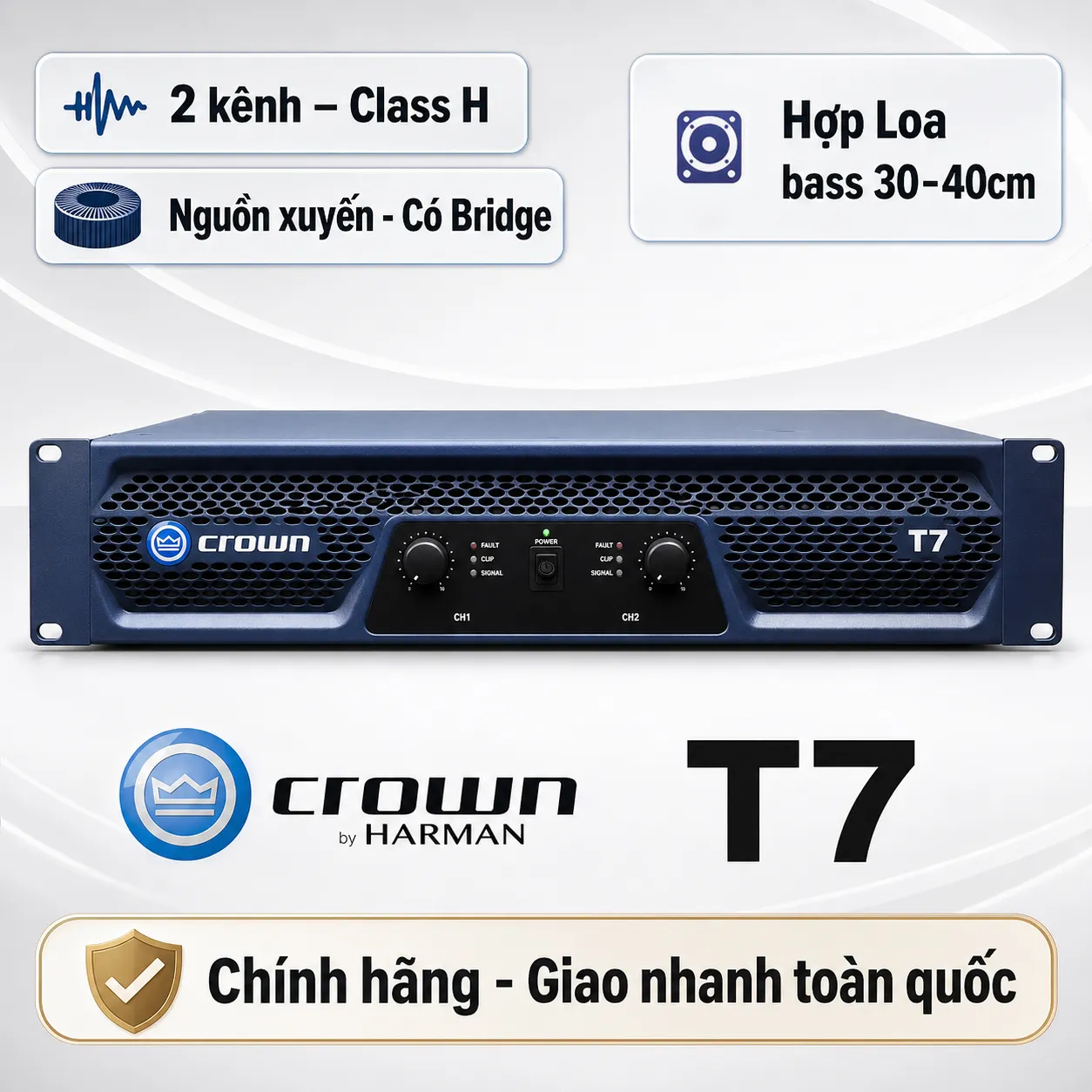 Cục đẩy công suất 2 kênh Crown T7