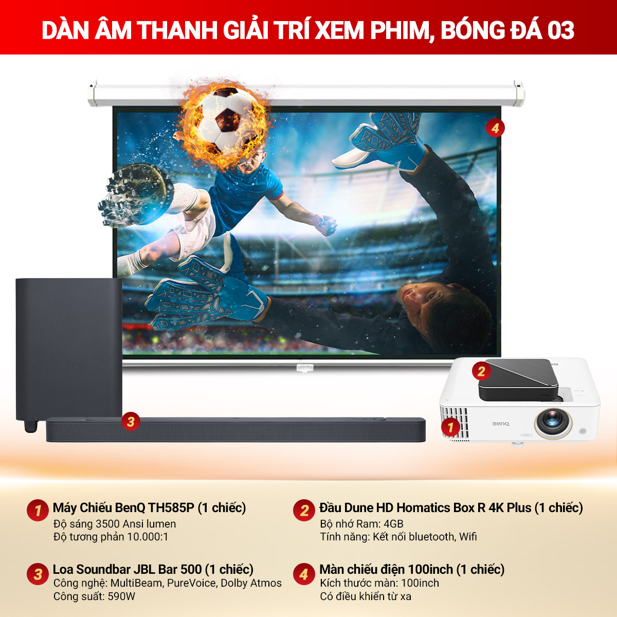 Dàn âm thanh giải trí xem phim, bóng đá 03 