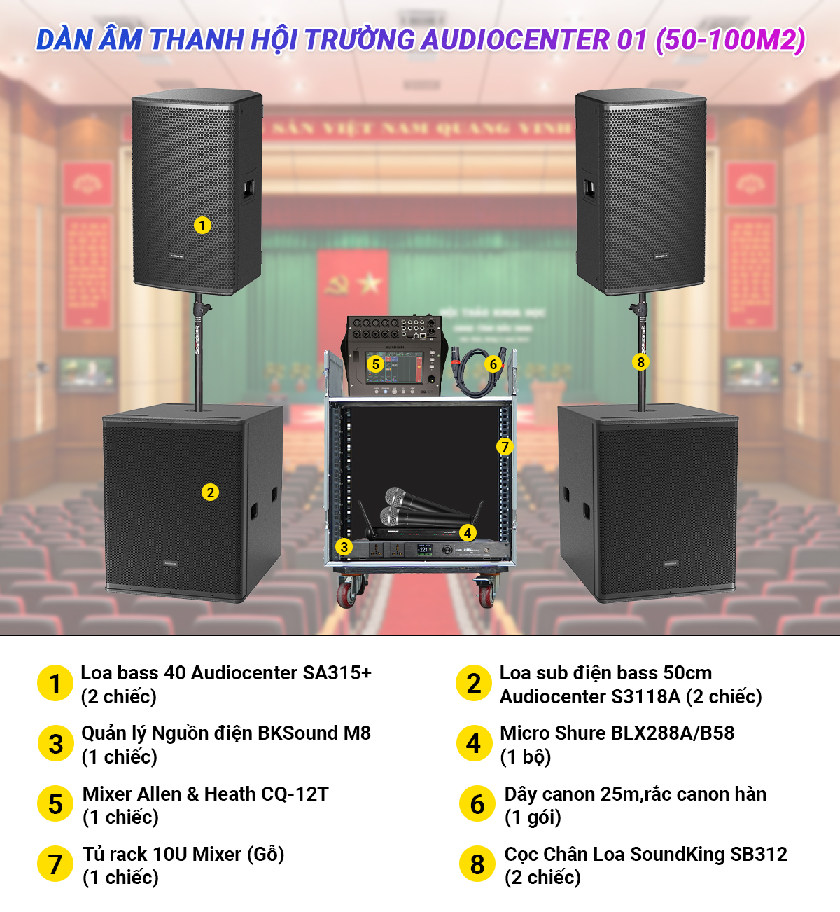 Dàn âm thanh hội trường Audiocenter 01