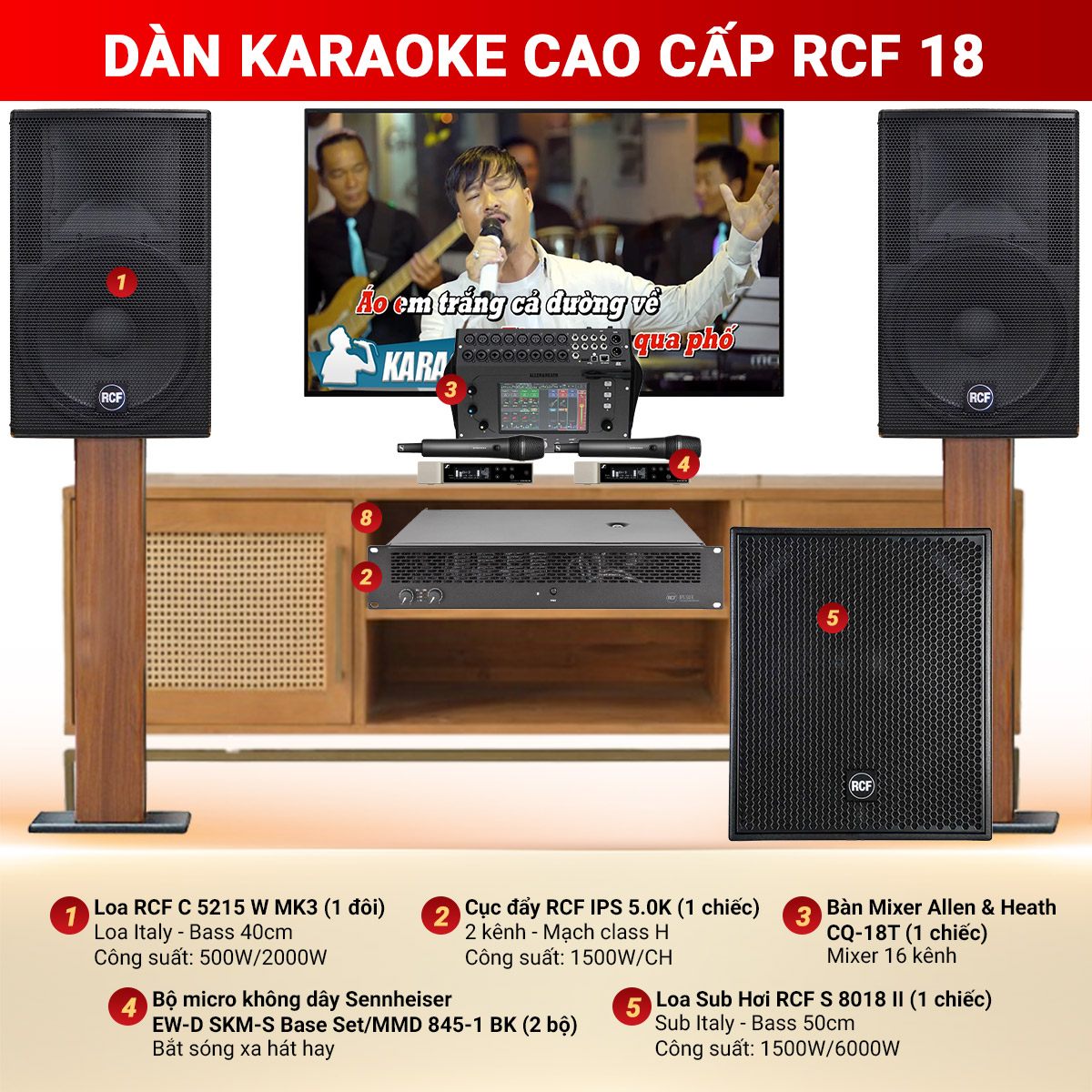 Dàn karaoke cao cấp RCF 18