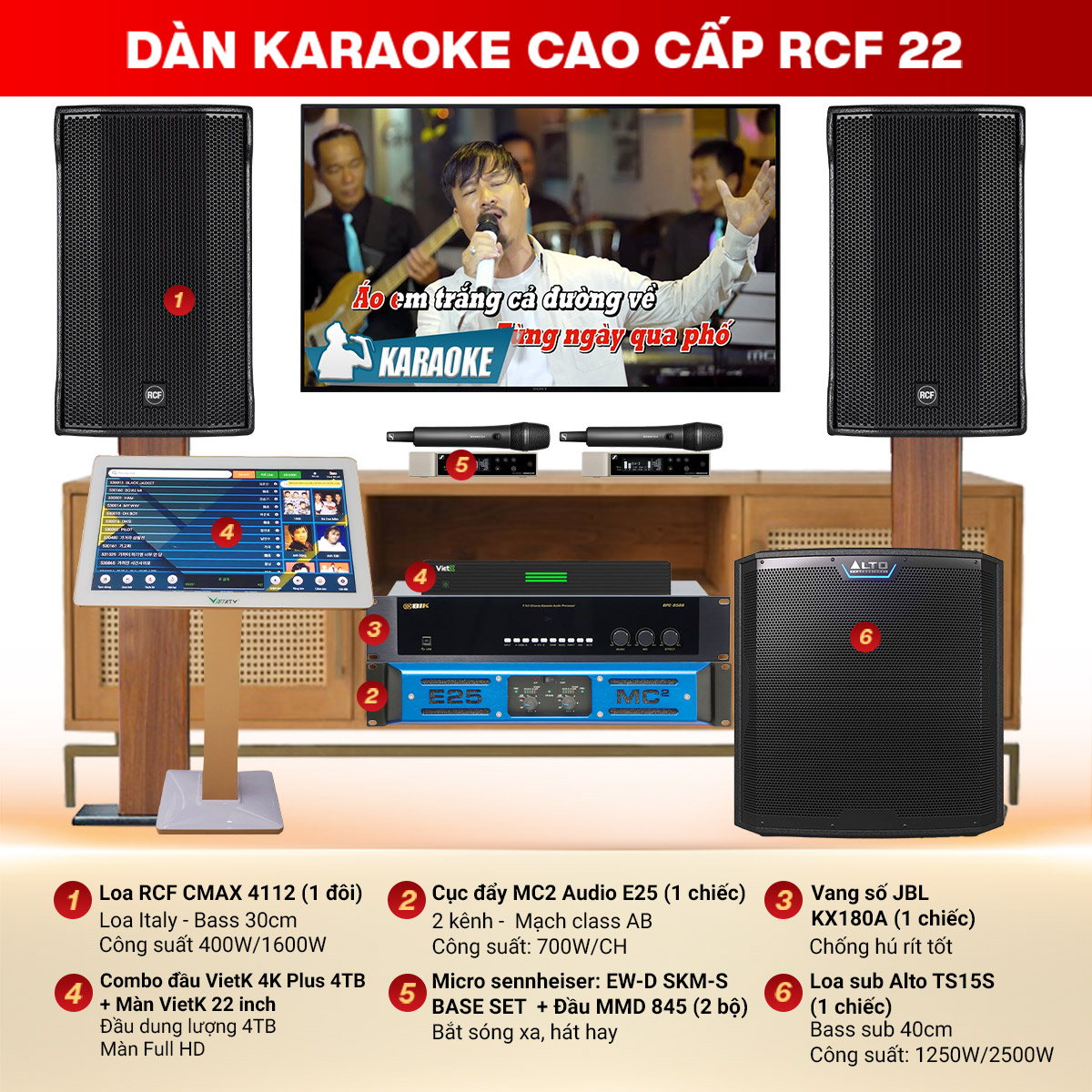 Dàn karaoke cao cấp RCF 22