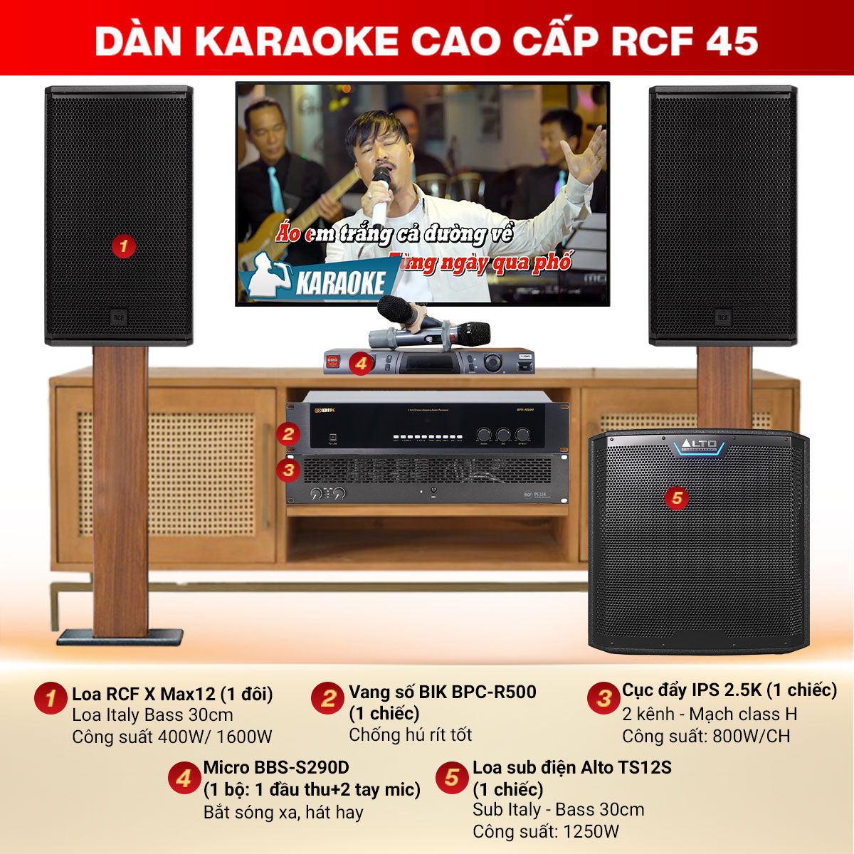 dàn karaoke cao cấp RCF 45