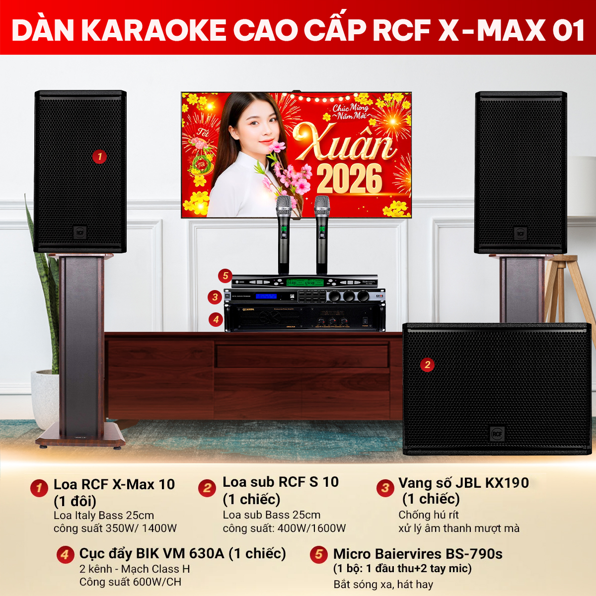 D&agrave;n karaoke cao cấp RCF X-MAX 01