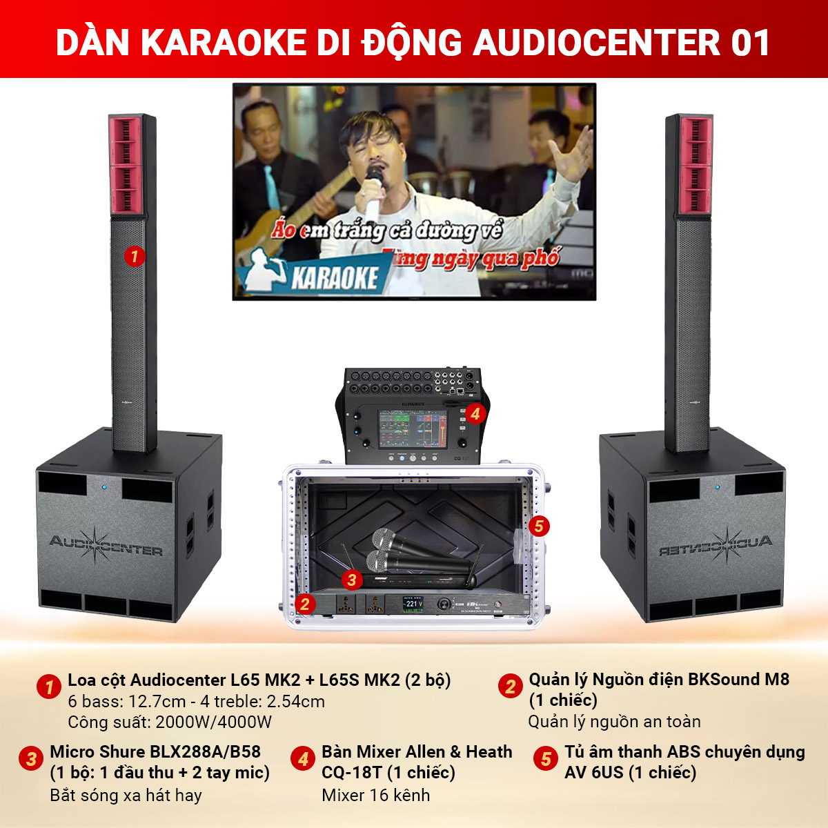 Dàn karaoke di động Audiocenter 01, biểu diễn, nhà hàng, hội trường