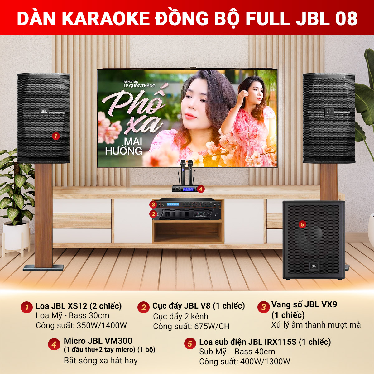 Dàn karaoke đồng bộ full JBL 08