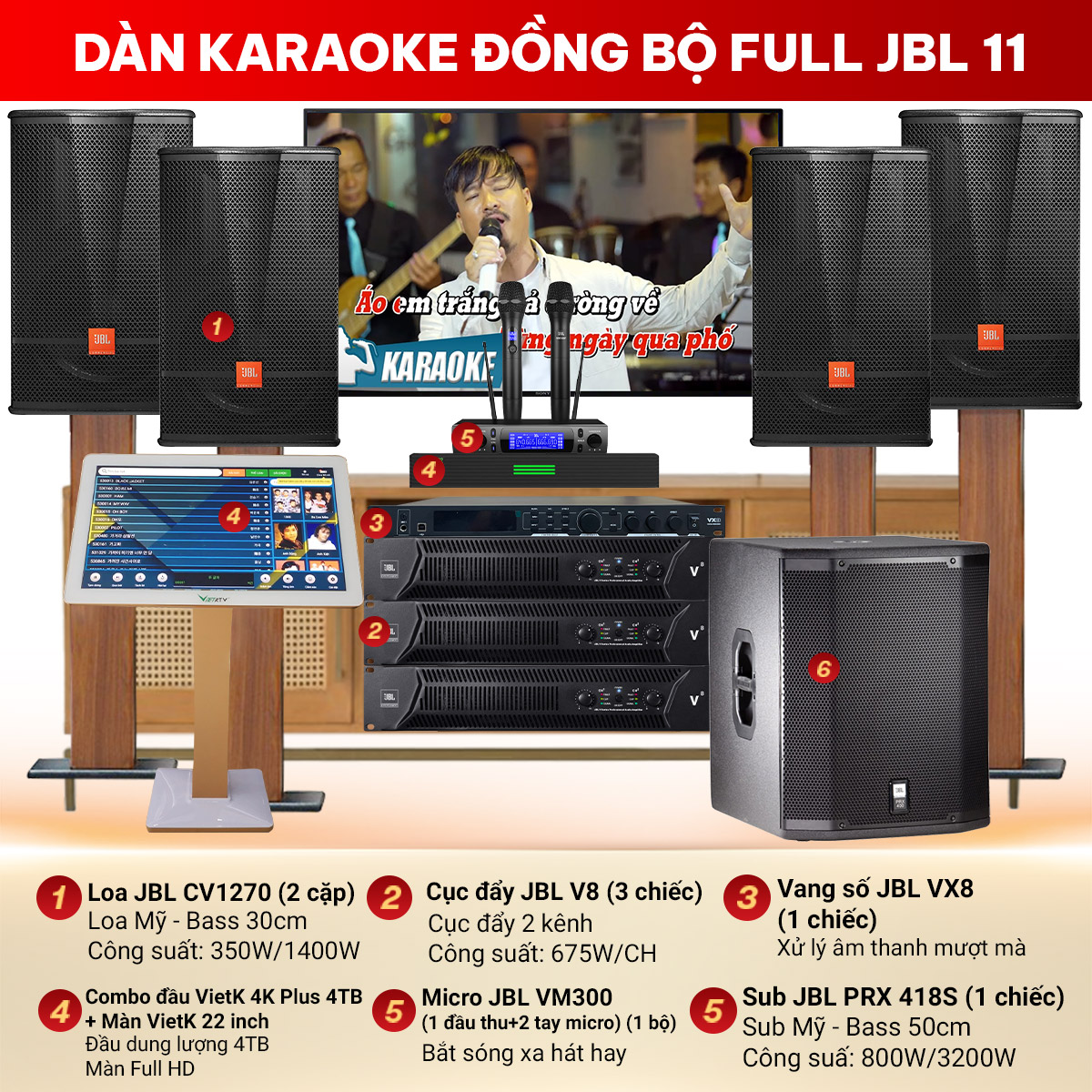 Dàn karaoke đồng bộ full JBL 11