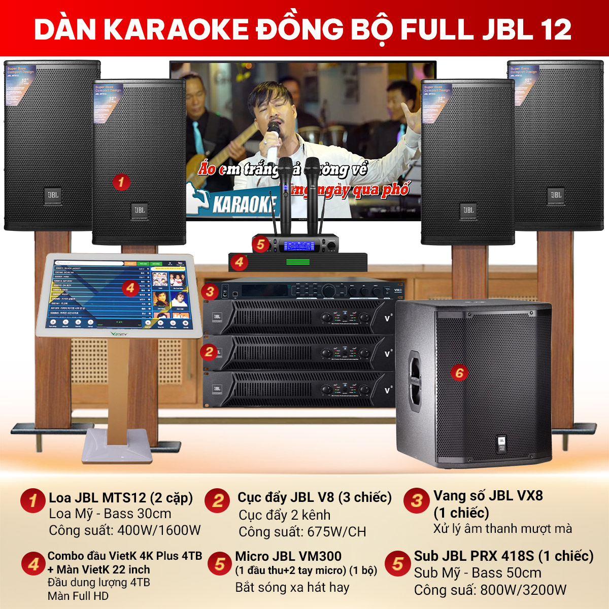 Dàn karaoke đồng bộ full JBL 12