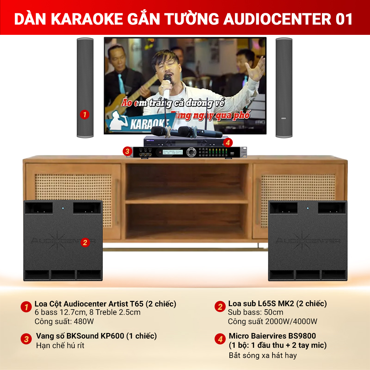 Dàn karaoke gắn tường Audiocenter 01