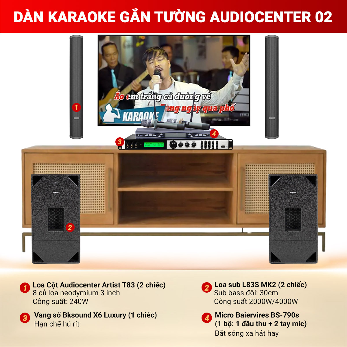 Dàn karaoke gắn tường Audiocenter 02