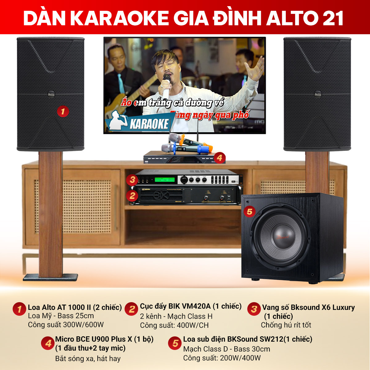 Dàn karaoke gia đình Alto 21