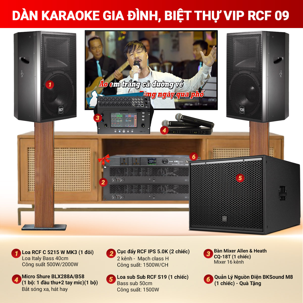 Dàn karaoke gia đình, biệt thự vip RCF 09